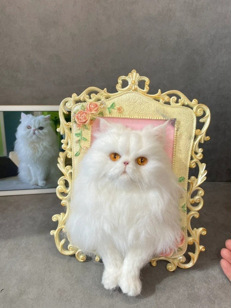 Custom Framed Felted Cat